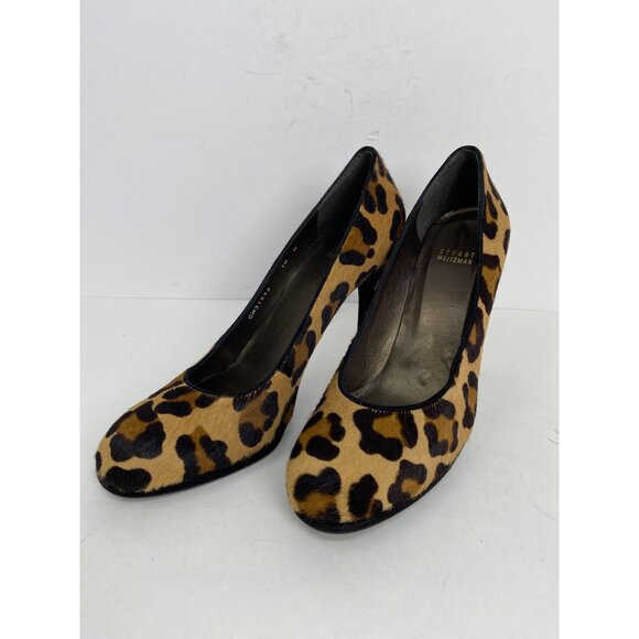 Stuart Weitzman Size 10 Leopard Print Calf Hair Platform Closed Toe 4.5" Heel - Picture 11 of 11